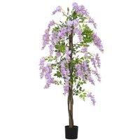 180cm Silk Wisteria Tree - Decorative Artificial Plant, Potted, Purple, 756 Leaves, 54 Flowers