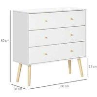 3-Drawer Bedroom Chest - Wood Legs - Modular Storage - White Minimalist