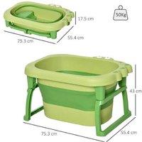 Collapsible Baby Bath Tub with Seat - Ages 0-6 - Safe, Portable, Green, Fun Crocodile Design