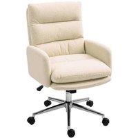 Cream Sherpa Fleece Ergonomic Adjustable Office Chair - 91-99cm, Swivel, High Back