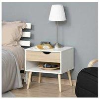 Modern Bedside Table with Drawer & Shelf - Particle Board, Bedroom Storage, Scandi Style