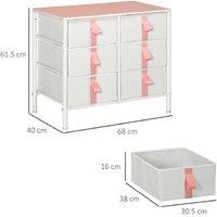 6-Drawer Fabric Storage Chest - Pink Steel Frame - Modular Kids & Closet Organiser