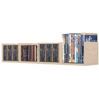 Wooden Wall-Mounted Media Storage Shelf - 95cm, 4-Grid, Minimalist Organizer