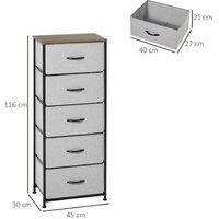 Industrial Fabric Chest of Drawers - 6 Drawer Modular Storage - Steel Frame, Grey
