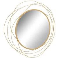 Abstract Gold Metal Wall Mirror - Modern Round Glass, Durable Frame, Statement Decor