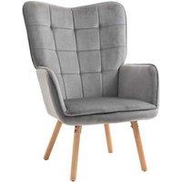 Velvet Wingback Armchair - Tufted, Modern Accent Chair with Wooden Legs, 120kg Capacity