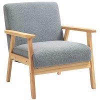 Wide Seat Cashmere Accent Armchair with Solid Pine Wood Frame - Modern Minimalist Lounge Chair