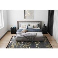 Set of 2 Modern Black Bedside Tables - 2 Drawer Nightstands, Steel Frame