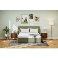 Set of 2 Contemporary Brown Bedside Tables - Wood Grain Veneer, Gold Steel Hairpin Legs, 2 Drawers