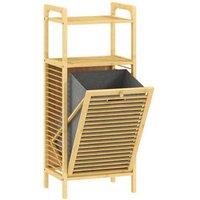 Bamboo Tilt-Out Laundry Cabinet with 37L Hamper - Freestanding Laundry Basket Storage, Space-Saving Design, 40x30x95cm