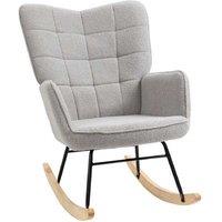 Berber Fleece Nursing Rocker Chair - Wingback Nursery Glider - Grey, Padded & Gentle Rocking