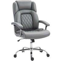 Big & Tall Ergonomic PU Leather Office Chair - Spring Seat, Adjustable Tilt, Heavy Duty, 180kg Capacity - Grey