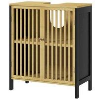 Bamboo-Blend Retro Under Sink Storage Cabinet - Adjustable, Durable, Space-Saving