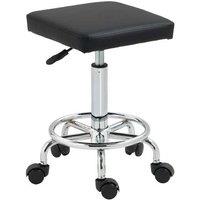 Adjustable PU Leather Rolling Stool - Swivel, Height Adjustable, Water-Resistant, Black
