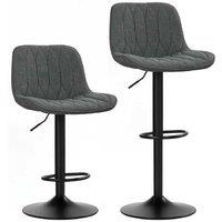 Swivel Linen Bar Stools Set of 2 - Adjustable Height, Armless, Modern Kitchen Seating