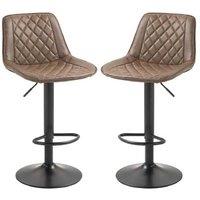 Retro Swivel Faux Leather Bar Stools Set of 2 - Adjustable Height, Brown, 120kg Capacity