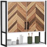 Wood Bathroom Wall Cabinet with Adjustable Shelf - Space-Saving Storage, Rustic Style