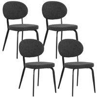 Boucle Upholstered Dining Chair Set - 4 Black Modern Space-Saving Seats