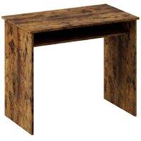 Boxy Wood-Effect Work Desk with Shelf - Compact Living Room Home Office Table