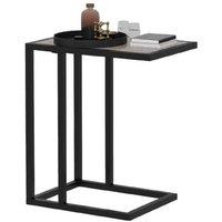 C-Shape End Table - Marble Effect Top, Metal Frame, Space-Saving Side Table - Contemporary Living Room Furniture
