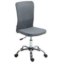 Ergonomic Armless Desk Chair - Adjustable Fabric Swivel Chair with Wheels, Grey