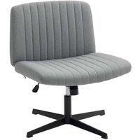 Ergonomic Armless Office Chair with Wide Linen Seat & Adjustable Tilt - Grey