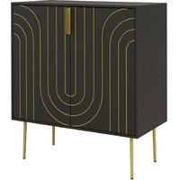 Art Deco Modular Sideboard Storage Cabinet - MDF, Adjustable Shelf, 88cm High, Black/Gold