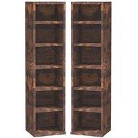 CD Media Display Towers - Adjustable Shelves - Set of 2 - Particle Board Storage for Living Room