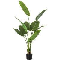 160cm Artificial Bird of Paradise Faux Palm in Pot - Green, PEVA Leaves, Modern Indoor Plant Decor