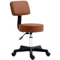 Ergonomic Swivel Salon Chair - Adjustable Height, Grey Faux Leather, Wheels, Cushioned Seat