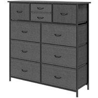 10-Drawer Modular Fabric Dresser - Black Steel Frame, High Capacity Storage Chest