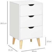 3-Drawer Modular Chest - Wood Legs, Cut-Out Handles, White Finish - Bedroom Storage Solution