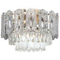 3-Light LED Chandelier Ceiling Light - Crystal & Smoke Glass, Gold Finish