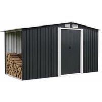 10.8FT x 6.9FT Garden Metal Storage Shed with Log Storage