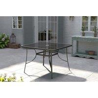 Metal & Glass Outdoor Garden Table with Parasol Hole - Weather-Ready & Durable