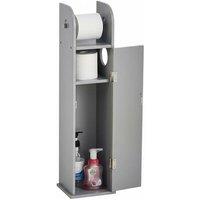 Compact Wooden Bathroom Cabinet with Toilet Roll Holder and Storage