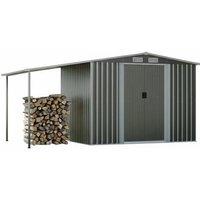 Outdoor Metal Storage Shed with Lean-To and Built-In Organization