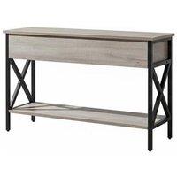 Rustic Narrow Console Table with Drawers and Open Shelves - Grey