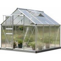 Spacious Aluminium Greenhouse with Base, Roof Windows, and Sliding Door