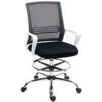 Ergonomic Mesh Draughtsman Chair with Lumbar Support, Adjustable Height & Foot Ring - Black
