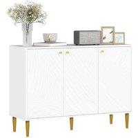 White/Gold-Tone Modular Sideboard Storage Cabinet - Wood, Adjustable Shelves, 107cm Wide