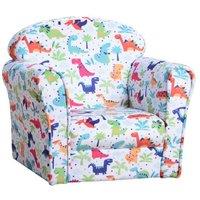 Kids Dinosaur Flannel Tub Chair - Sturdy Wooden Frame, Padded Seat, Playroom & Bedroom