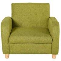 Kids Linen Armchair - High Back, Wooden Frame, Anti-Slip Legs, 65kg Capacity