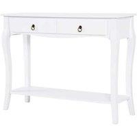 Ivory White MDF Console Table with 2 Storage Drawers - Modern Living Room Furniture