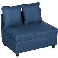 Convertible Linen Recliner Chair Bed with Pillow - Adjustable, Space-Saving, Blue
