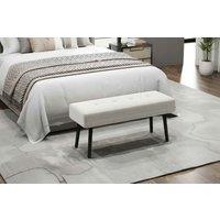 Cream Corduroy Tufted Bedroom Bench - Padded Seat, Steel Legs, 220kg Capacity