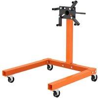 Heavy-Duty Engine Stand - 570kg Capacity, 4 Adjustable Arms, 360 Rotating Head, Steel Frame, Orange