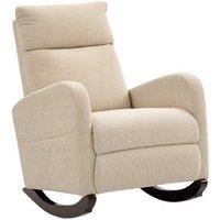 Beige Corduroy Rocking Armchair - Ergonomic Lounge Chair, High Weight Capacity, Scandi Style