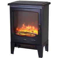 Freestanding Electric Fireplace Heater with Adjustable Flame Effect - 950W/1850W, Overheat Protection & Thermostat