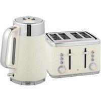 1.7L Rapid Boil Electric Kettle & 4-Slice Toaster Set - 3kW, Modern Black Finish